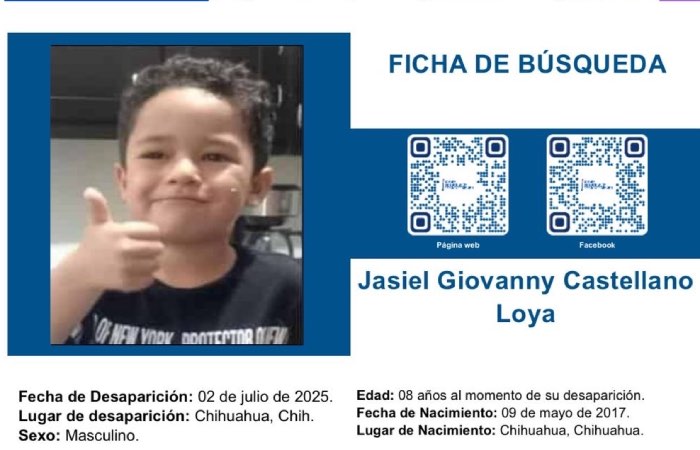 Se intensifican operativos para localizar al niño Jasiel Giovanny Castellano Loya